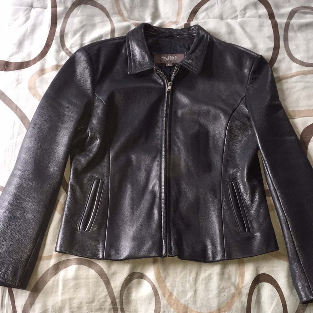 Dark Gray Wilson’s Leather Zip Front Jacket Size L